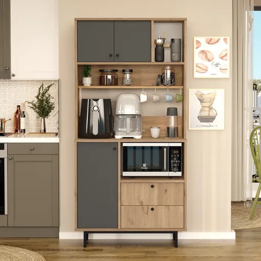 Dulap multifunctional, Hanah Home, RE4-SA, 88x180x35.5 cm, Stejar / Antracit