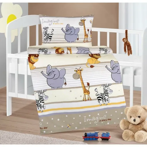 Bellatex Lenjerie de pat din bumbac pentru copiiAgáta Safari bej, 90 x 135 cm, 45 x 60 cm