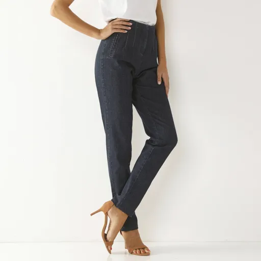 Pantaloni mamă cu talie înaltă, denim