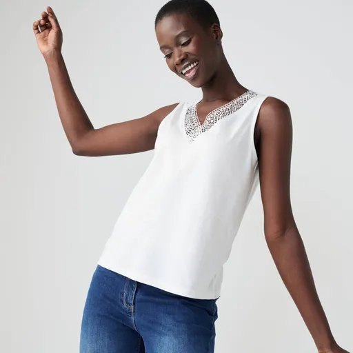 Top cu decolteu în V cu dantelă