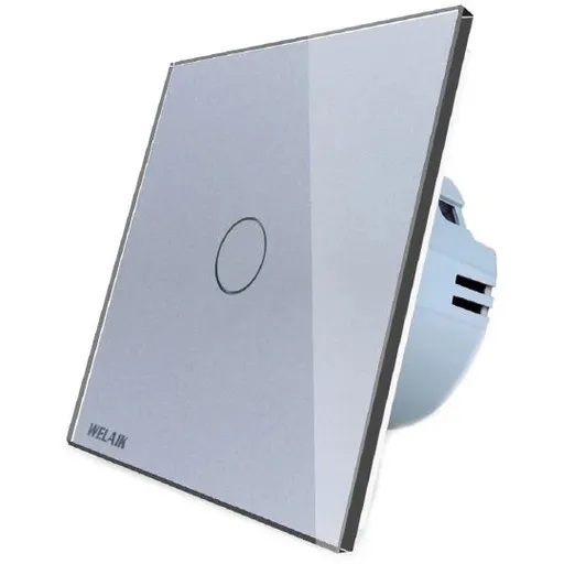 Intrerupator simplu cu touch Welaik panou din sticla A1911CS, gri