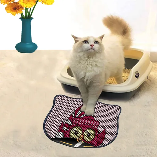 Covoras litiera pentru colectarea granulelor de nisip, Paws & Whiskers, Kdkafa0082, 50% PVC/50% poliester, Multicolor