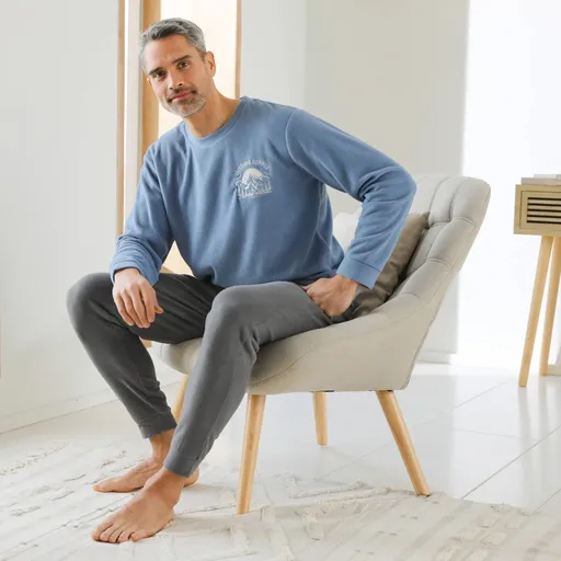 Pijamale din fleece cu imprimeu central