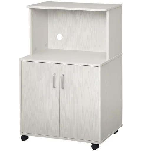 HOMCOM Cărucior cărucior cuptor cu microunde dulap 2 uși - dim. 60,4L x 40,3l x 97H cm - alb | Aosom Romania