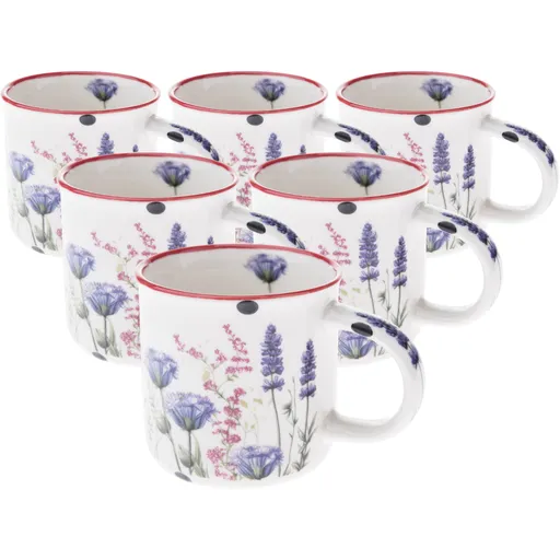 Set de 6 căni din porțelan Pajiște de vară 230 ml, mov, mov