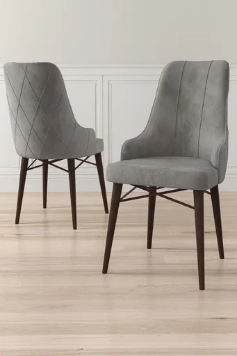 Set scaune 6 piese, Hanah Home, Neta, Gri/Maro