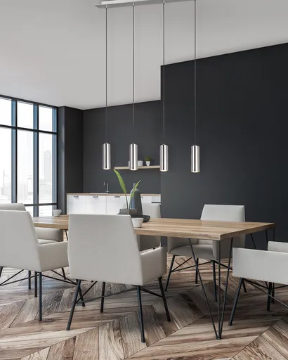 Lustra Marley, TRIO, 75x9x150 cm, 35W, 4x GU10, metal, argintiu mat/negru