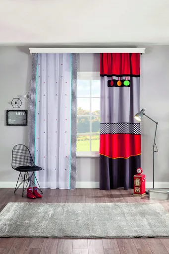 Perdea, L'essentiel Maison, Nitro Curtain (140 x 260), Poliester, Alb/Gri