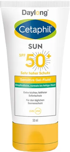 Daylong Gel fluid de protecție solară pentru ten sensibil până la gras SPF 50+ Cetaphil Sun (Sensitive Gel-Fluid) 50 ml