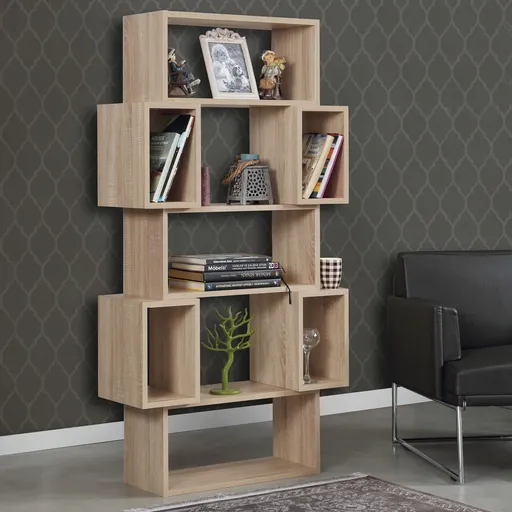 Corp biblioteca, Hanah Home, Box, 84x160x30 cm, Stejar deschis