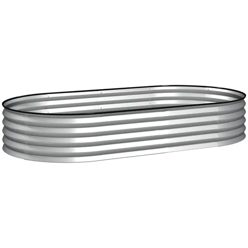 Outsunny Jardinieră ridicată din oțel galvanizat pat de grădină bordură cauciuc 181 x 93 x 30 cm argintiu | Aosom Romania