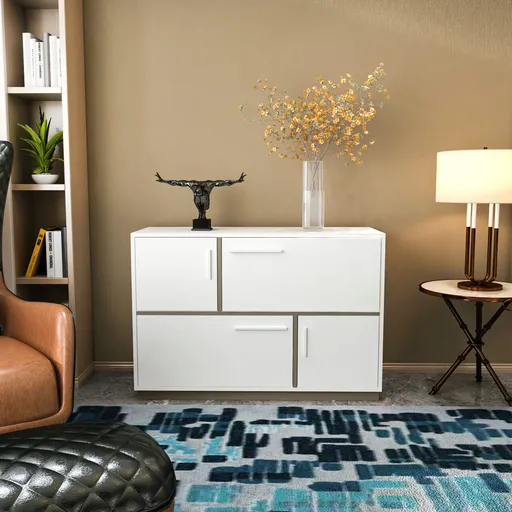 Consola, Hanah Home, Mares, 120x45x81.6 cm, Alb/Gri