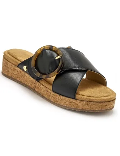 Papuci din piele cu cataramă Pediconfort