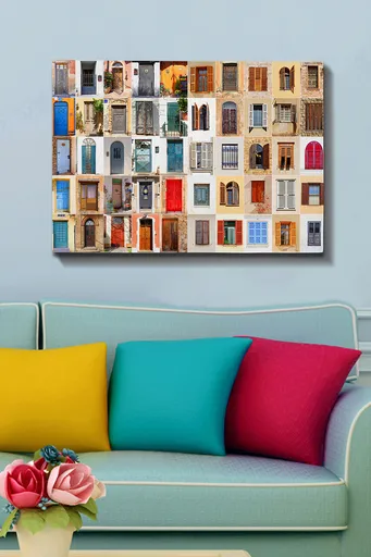 Tablou decorativ, Kanvas Tablo (70 x 100), Cadru: 100% LEMN (grosime: 3 cm), Multicolor