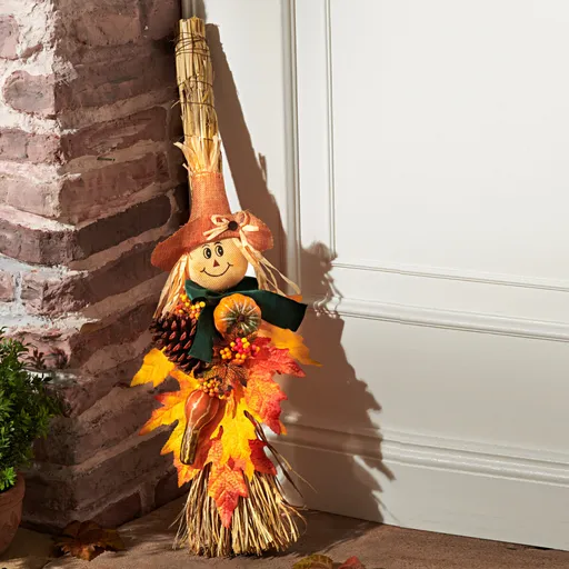 Rattan mătură cu păpușă de paie