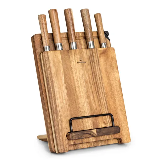 Klarstein Set de cuțite Komaki 8 buc 5 cuțite 3 plăci de tăiere Suport de ascuțire a cuțitelor Suport de ascuțire a cuțitelor