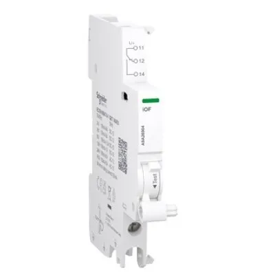 Contact auxiliar Acti9 A9A iOF Schneider A9A26904, 1 C/O, 100mA-6A, 24-415V C.A., 24-130V C.C., conexiune pe jos