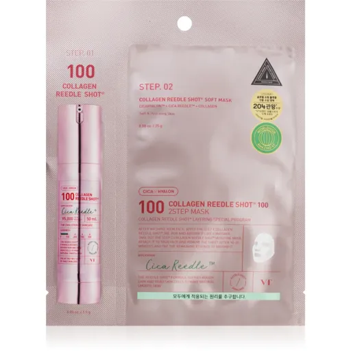 VT Cosmetics Collagen Reedle Shot 100 2 Step Mask masca cu efect de lifting si fermitate pentru tratarea tenului în două faze 26.5 g