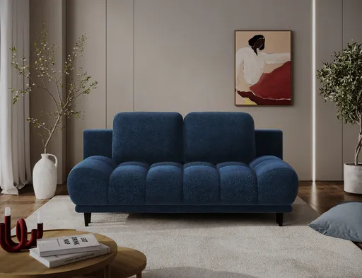 Canapea extensibila 2 locuri ELTAP, Guavio, 210x77x97 cm, lemn/poliester, albastru inchis