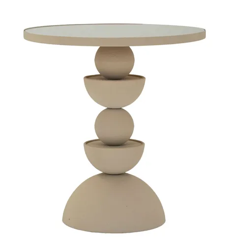 Masuta de cafea Dune, Mauro Ferretti, 40.5x42 cm, fier/oglinda, crem