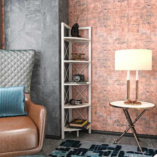 Corp biblioteca, Hanah Home, Remo, 30.5x33x160 cm, Alb