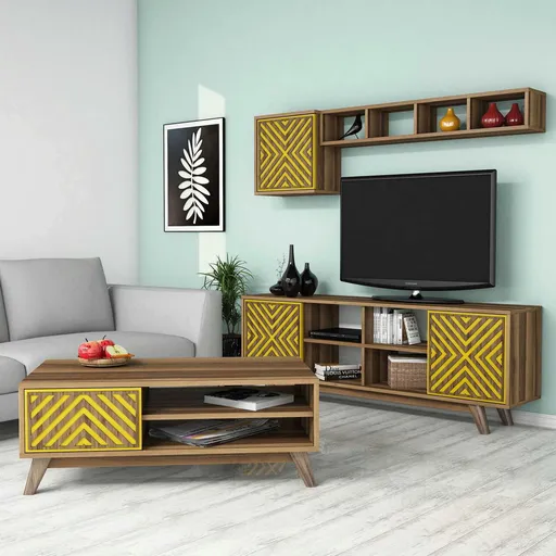 Set mobilier living, Hanah Home, Inci, Nuc / Galben