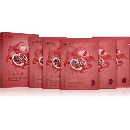 KORIKA SuperFruits Pomegranate - Set of 5 Hydrating Face Sheet Masks set de măști de față la un preț mai avantajos cu efect de hidratare Pomegranate