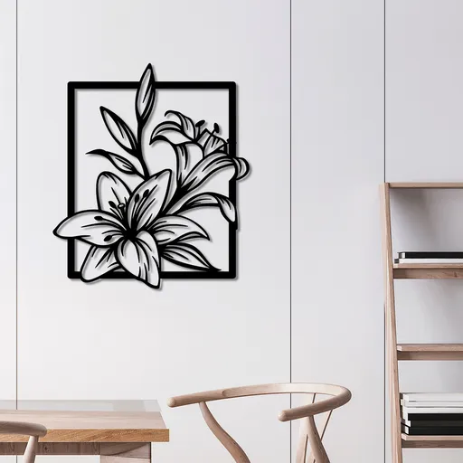 Decoratiune de perete, Lily, Dimensiune: 74 x 85 cm, Negru