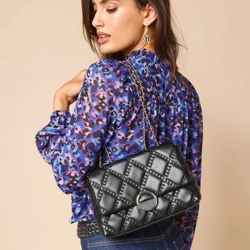 Geantă de mână matlasată cu aspect de piele