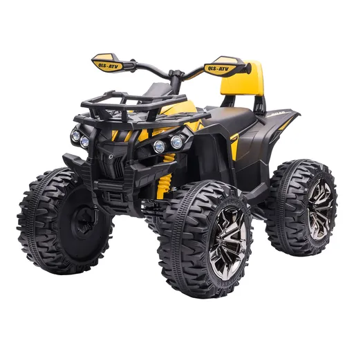 ATV Electric pentru Copii 12V, 3-5 Ani, Faruri, Muzica, Pedale 100x65x73cm - Negru/Galben HOMCOM | Aosom Romania
