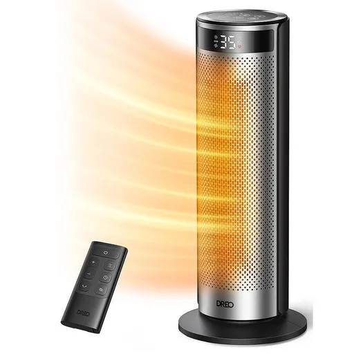 Încălzitor cu ventilator DREO Solaris 628, 2000 W, până la 25 m2, 5 moduri, 5-35 °C, HeatShield360, temporizator, negru/gri