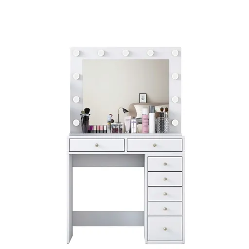 Masa de machiaj, Hanah Home, BJ115, 90x153.4x44.5 cm, Alb
