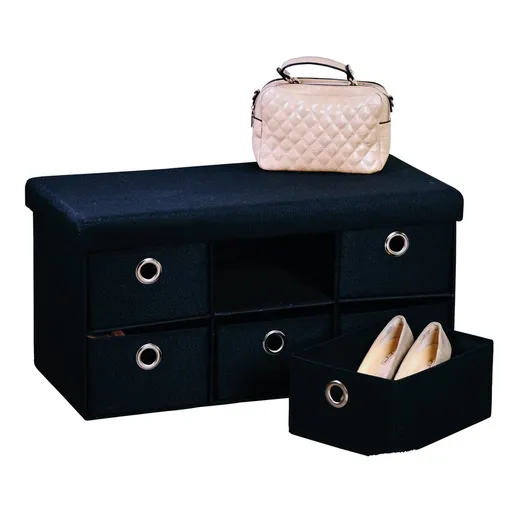 Kesper 15954 Comodă tapițată cu 6 sertare, negru,76 x 38 x 38 cm, negru