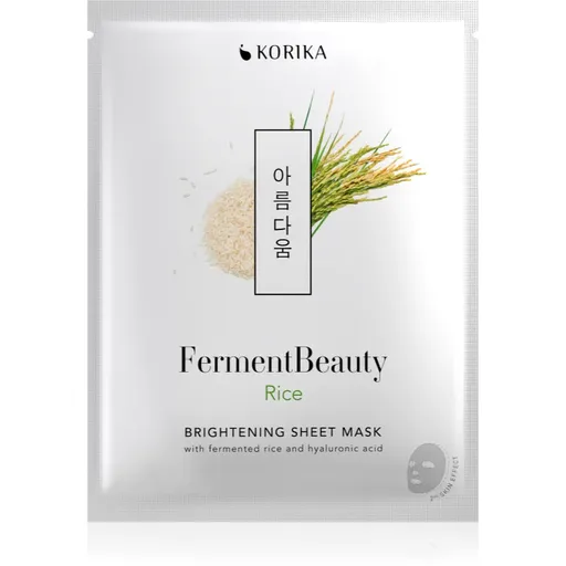 KORIKA FermentBeauty Brightening Face Sheet Mask with Fermented Rice and Hyaluronic Acid mască facială de pânză cu efect iluminator, cu orez fermentat
