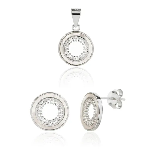 JVD Set de bijuterii din argint cu sidef SVLS0129SJ6BI00 (pandantiv, cercei)