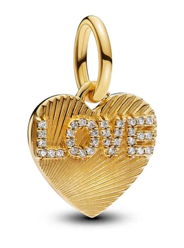 Pandora Pandantiv placat cu aur Inimă cu zircon Shine 763604C01