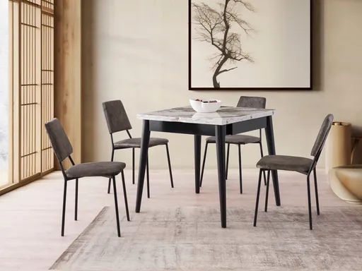 Masa extensibila, Hanah Home, Totem, Alb / Marmura