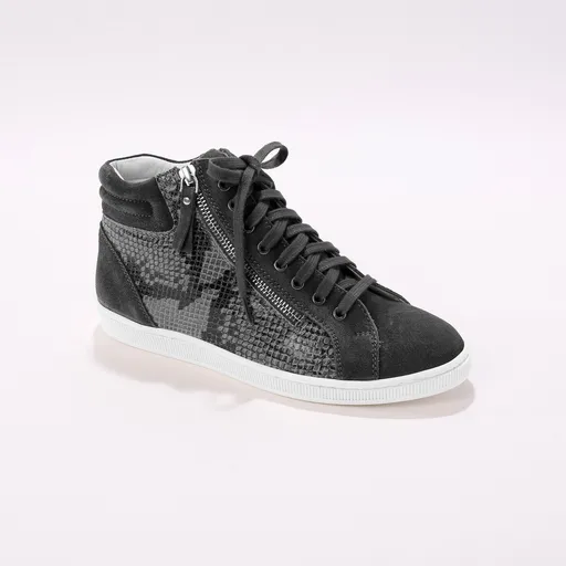 Adidași de gleznă cu model din piele de șarpe, din piele și imitație de piele de căprioară