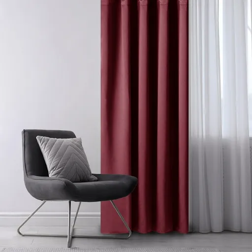 Restilo Draperie Blackout Oxford Pleat vișinie, 140 x 245 cm, vișiniu