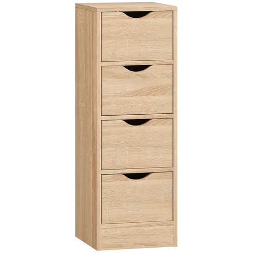 HOMCOM Dulap de Baie Compact cu 4 Sertare și Mânere Sculpatate, Stil Nordic | Aosom Romania