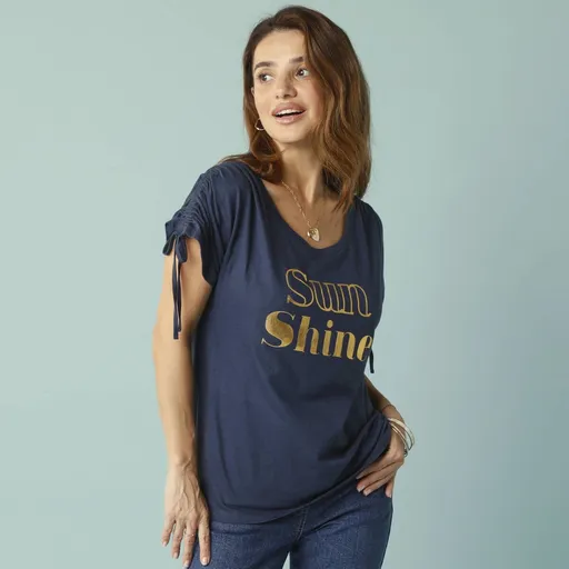 Tricou cu imprimeu auriu, pentru o silueta mai mica