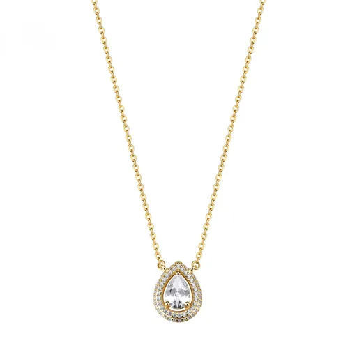 Rosato Colier placat cu aur delicat cu zircon cubic transparent Picătură Anna RZAN02