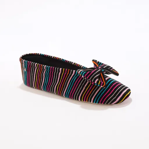 Balerini de casă din bumbac organic, cu dungi