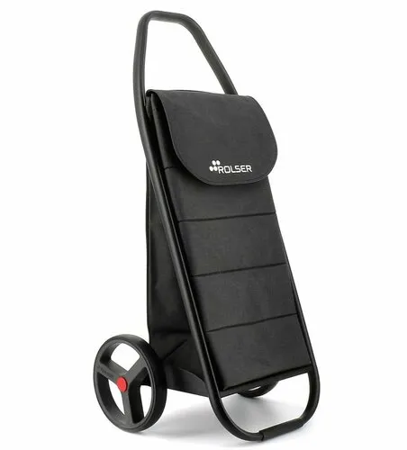 Sacoșă de cumpărături Rolser cu rotileCom Polar 8 Black Tube, neagră, negru