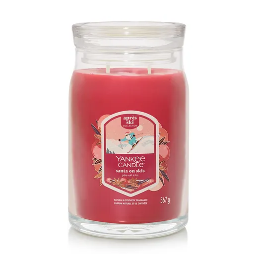 Yankee Candle Lumânare parfumată mare Signature Santa On Skis, 567 g, roșu, L