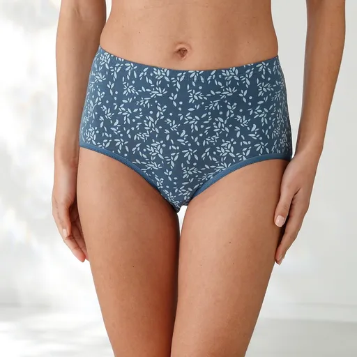 Set de 7 chiloți maxi albaștri cu talie înaltă și imprimeu cu păpădii