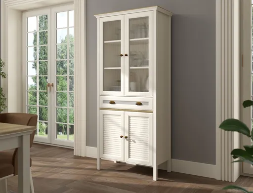 Dulap multifunctional, Hanah Home, FRN-21020, 88.4x194x44.2 cm, PAL, Crem / Stejar / Gri