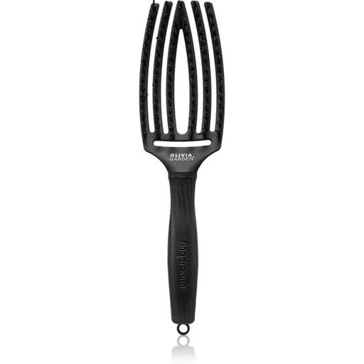 Olivia Garden Fingerbrush Boar & Nylon perie de par cu peri de nailon și de mistreț Full Black M 1 buc