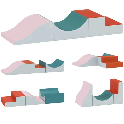 AIYAPLAY Set de cățărare și târâre din 3 piese pentru copii mici, Piele ecologică, Spumă, Gri deschis | Aosom Romania