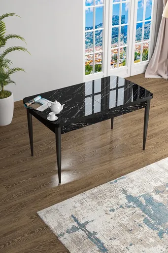 Masa, Hanah Home, Han, 114x78x70 cm, Marmură neagră / Negru